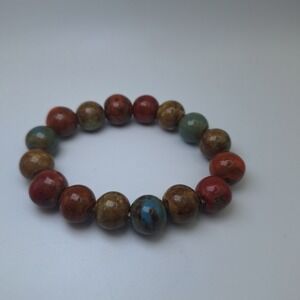 Boho Beaded Stretch Bracelet Earth Tone‎ Colors Handmade